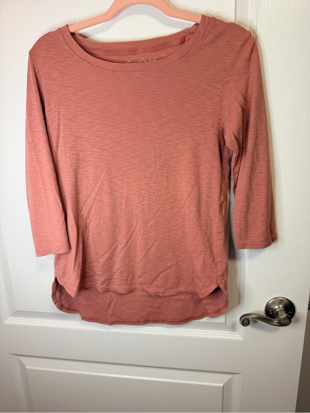 Gloria Vanderbilt Rose Pink 3/4 Sleeve Scoop Neck Top